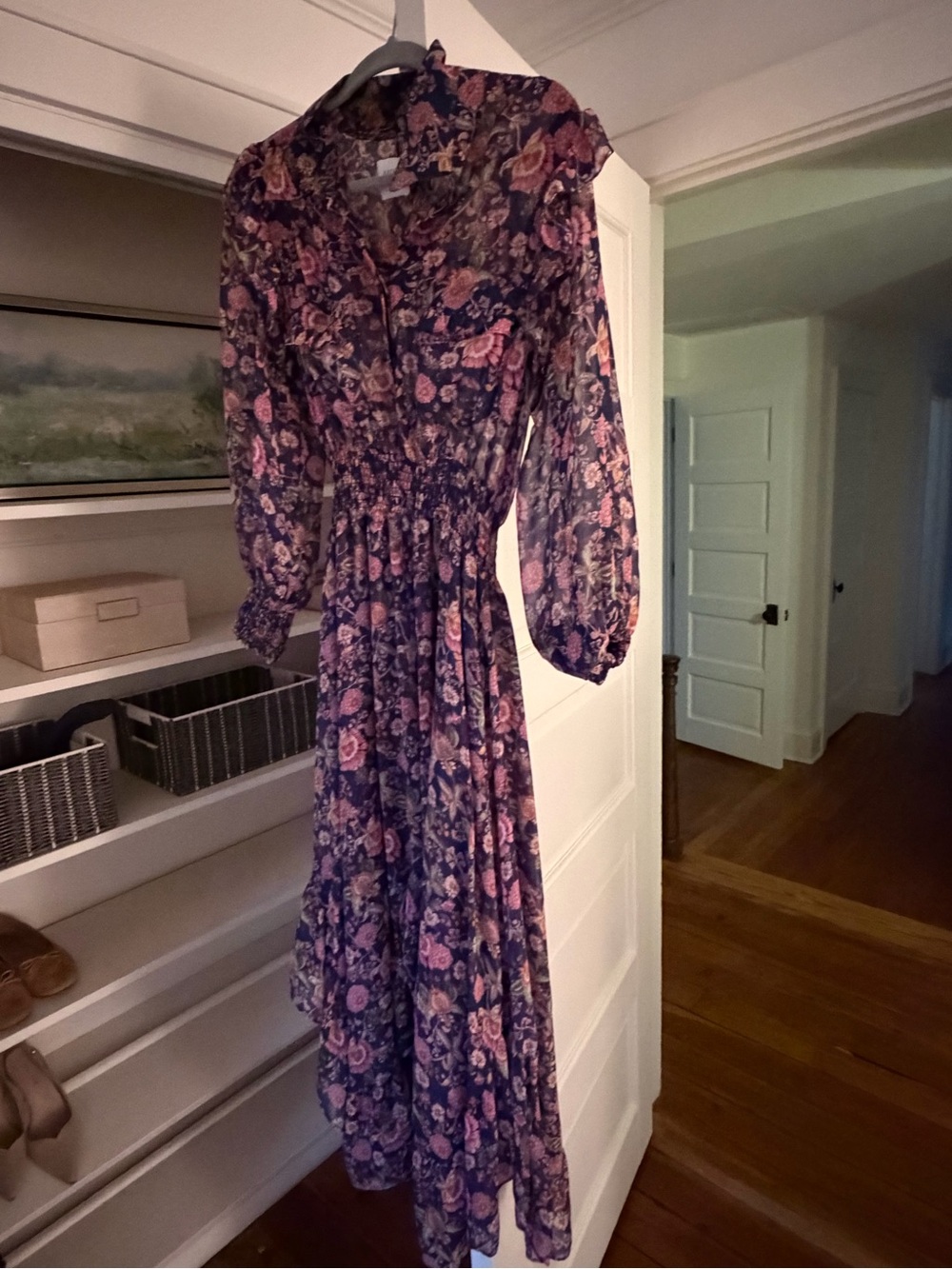 Misa Los Angeles Navy Floral Long Sleeve Maxi Dress